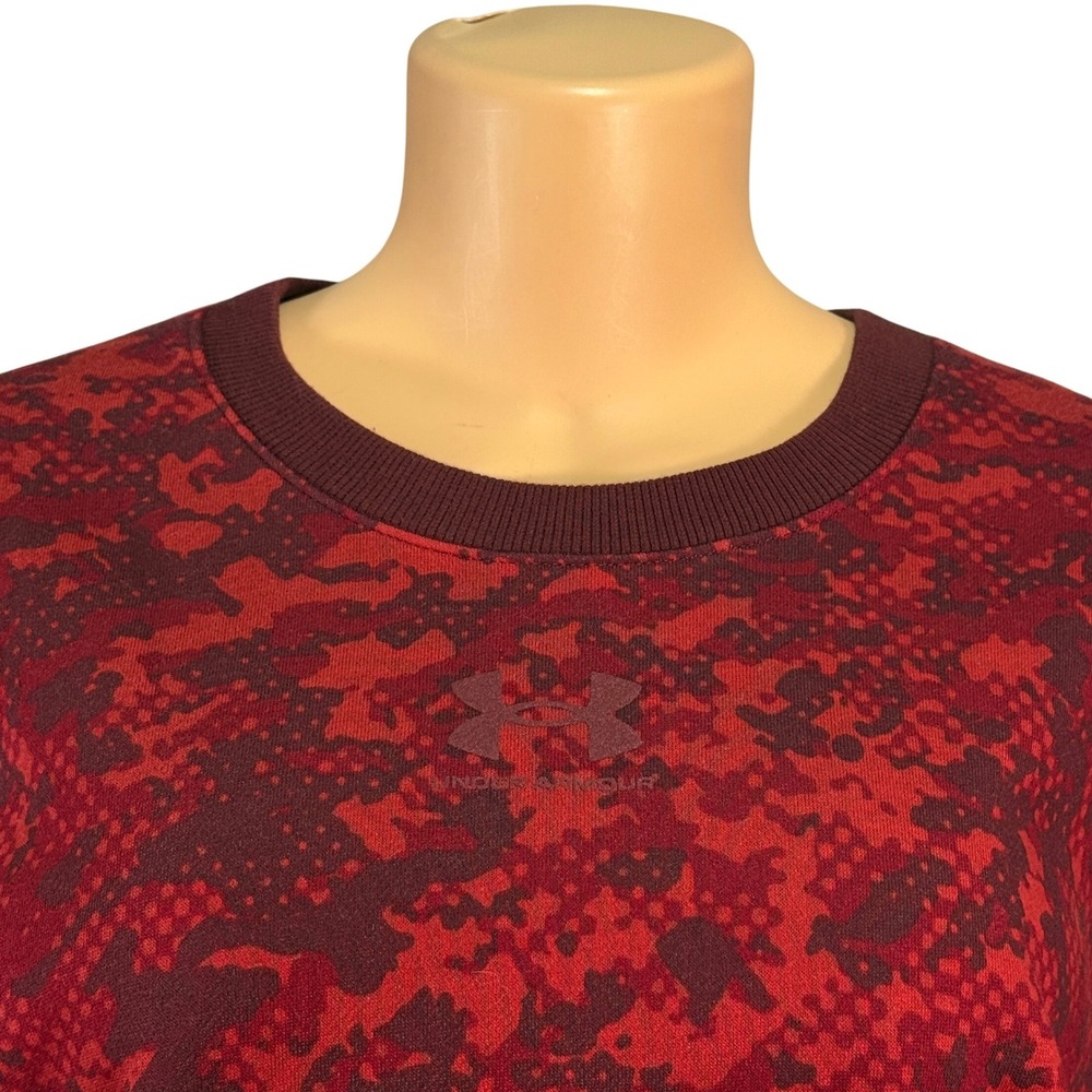 Under Armour Sweatshirt Womens Medium Red Camo Cropped Pullover Excellent - Picture 4 of 9
